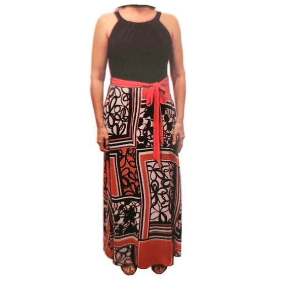 K Studio Collection Women's Color block Navy Peach Maxi Dress XXL - Picture 1 of 8